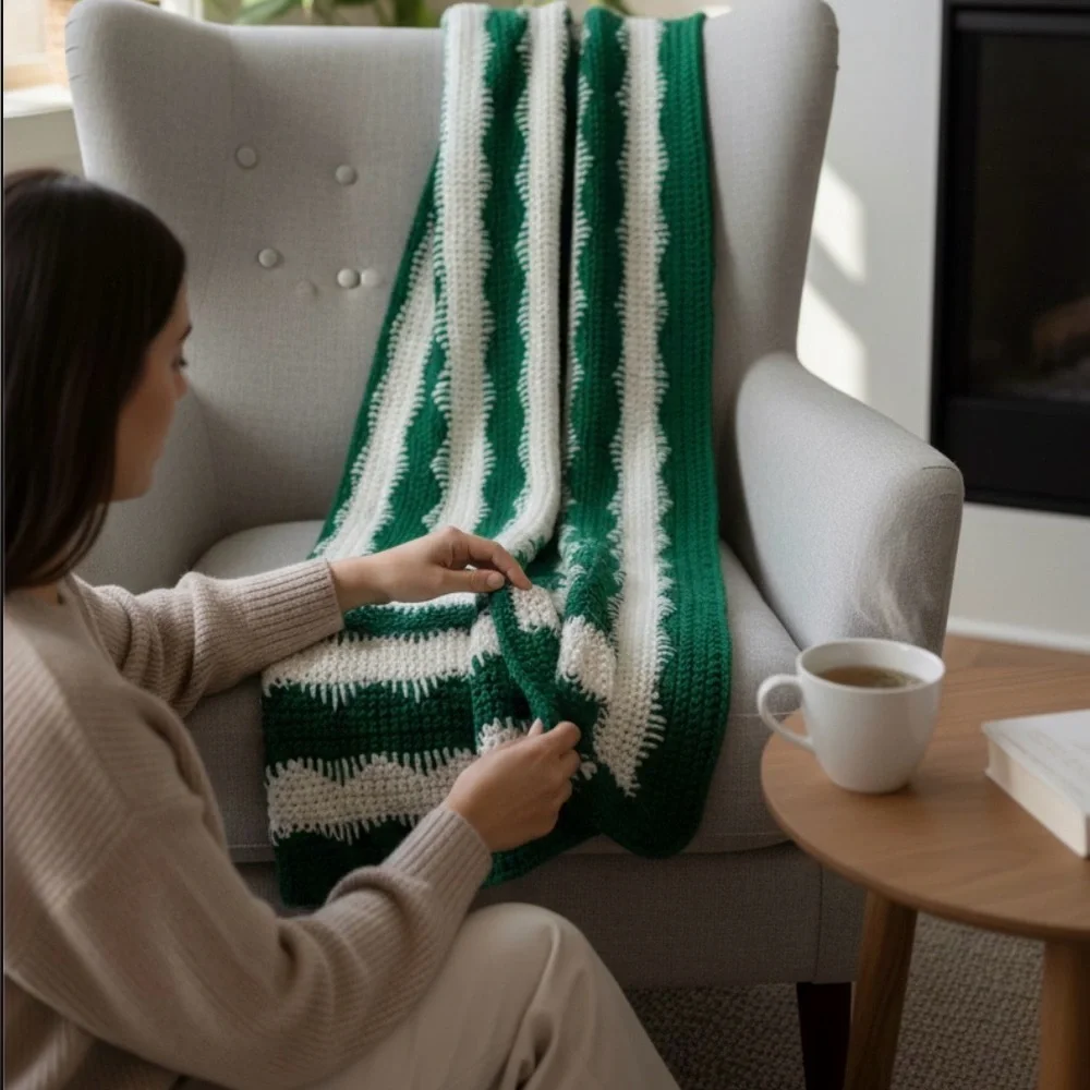 Handmade crochet throw
